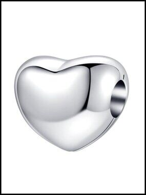 925 Sterling Silver Heart Charm Bead for Charm Bracelet DIY